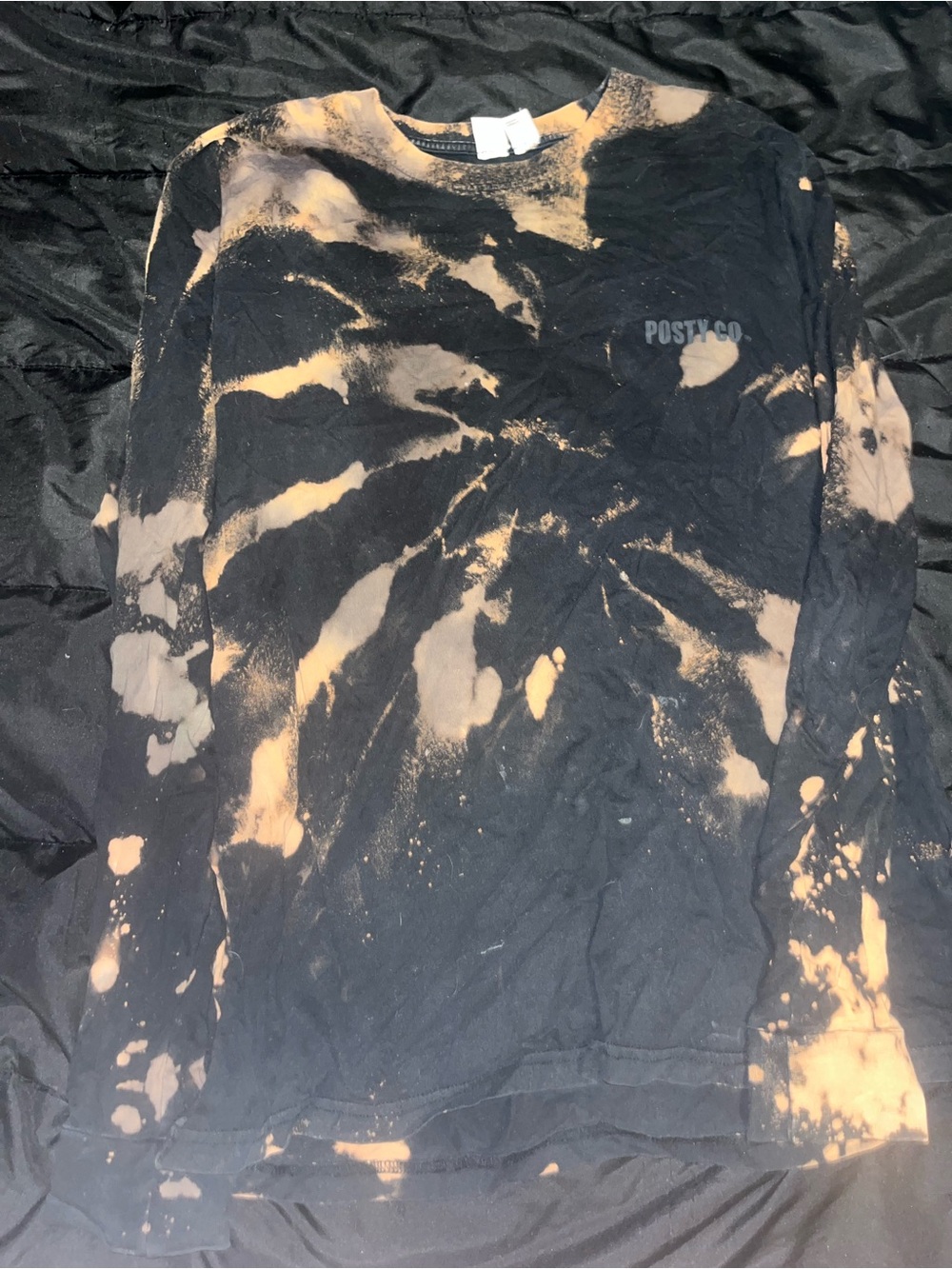Posty co yellow gear Black & Bleach Tie-Dye Long Sleeve Shirt size medium